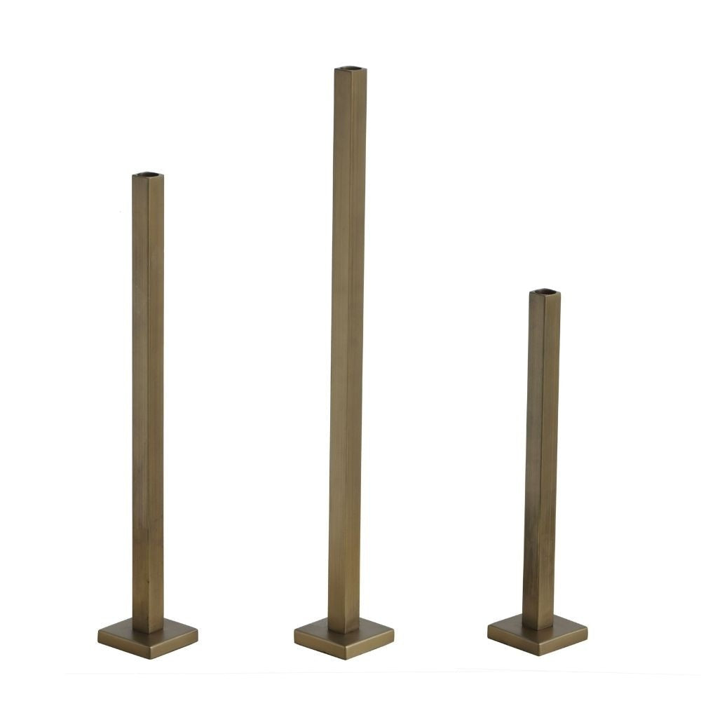 Brass Square Iron Candle Holders, Set of 3 - product image 1